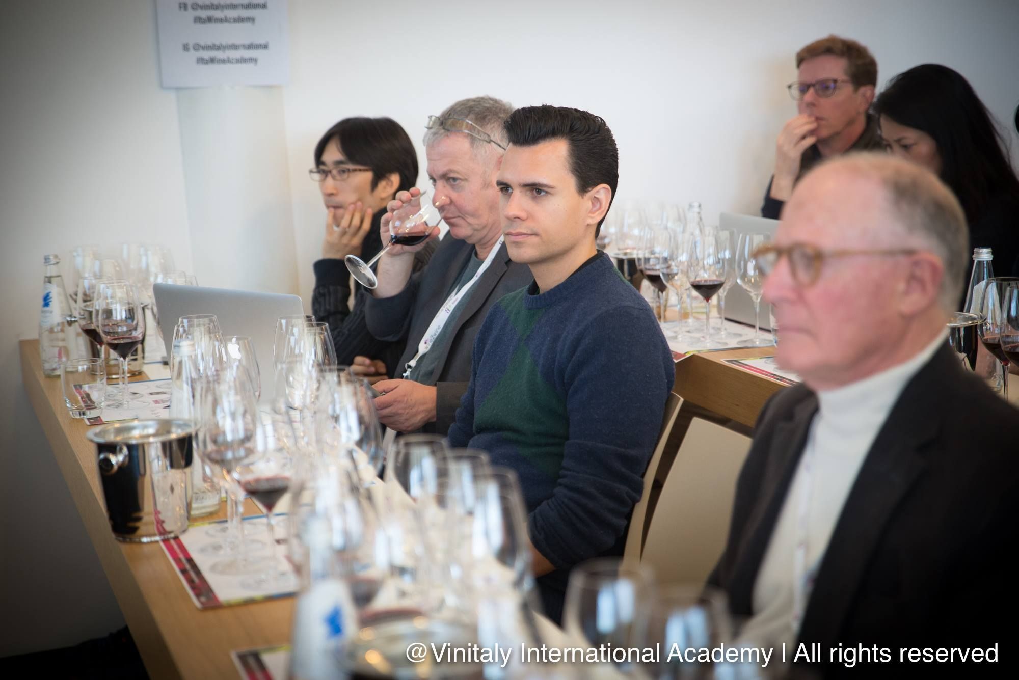 Cruz on a tasting panel at Vinitaly International Academy