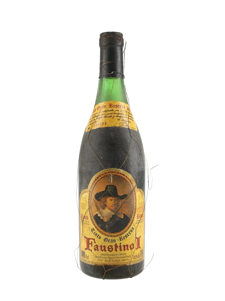 An old bottle of Faustino I Tinto Gran Reserva Rioja